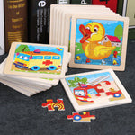 Wooden 9 Cartoon Traffic Animal Puzzle Early Learning Cognitive Sampling Sports Hot Sale Small Commodity Children's Toys