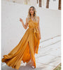 Cross-border women's clothing 2020 summer new bohemian solid color V-neck sleeveless high slits large swing dress long skirt