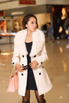 Cross-border autumn and winter, women's jacket Korean version of the double-breasted middle long section, the son of the Amazon fur collar, one generation