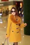 Cross-border autumn and winter, women's jacket Korean version of the double-breasted middle long section, the son of the Amazon fur collar, one generation