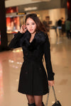 Cross-border autumn and winter, women's jacket Korean version of the double-breasted middle long section, the son of the Amazon fur collar, one generation