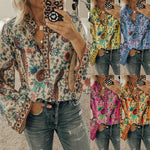 Spot Autumn New Amazon eBay Explosive Peacock Printing Loose Shirt Long Sleeve Shirt OM9070