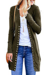 2020 autumn new Amazon hot Europe and the United States large size ladies fashion medium long button solid color cardigan jacket