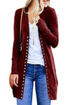 2020 autumn new Amazon hot Europe and the United States large size ladies fashion medium long button solid color cardigan jacket