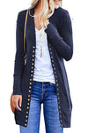 2020 autumn new Amazon hot Europe and the United States large size ladies fashion medium long button solid color cardigan jacket