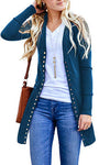 2020 autumn new Amazon hot Europe and the United States large size ladies fashion medium long button solid color cardigan jacket