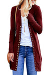 2020 autumn new Amazon hot Europe and the United States large size ladies fashion medium long button solid color cardigan jacket