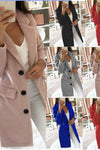 2019EBAY AliExpress Wish explosion models autumn and winter solid color suits long section double-cutting woolen dress female