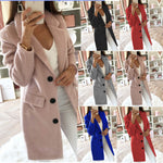 2019EBAY AliExpress Wish explosion models autumn and winter solid color suits long section double-cutting woolen dress female