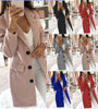 2019EBAY AliExpress Wish explosion models autumn and winter solid color suits long section double-cutting woolen dress female