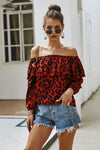 Original design European and American fashion elements leopard print one-shoulder top 2020 spring and summer new 7-point sleeve women's T-shirt