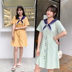 College wind large size solid color dress 2020 summer brand Korean version of large size women's fat children's clothing K773