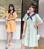 College wind large size solid color dress 2020 summer brand Korean version of large size women's fat children's clothing K773