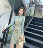 French retro set 2020 autumn new tide fashion temperament dimensional tattoo dress to take a knit sweater