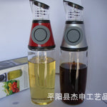 Measurable glass oil pot leak-proof oil press type control quantitative oil sauce vinegar bottle seasoning bottle large