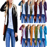 2020 autumn new Amazon hot Europe and the United States large size ladies fashion medium long button solid color cardigan jacket