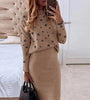 Women's Knitted Sweater Skirt Two Piece Set Women Slim Fit Elegant Tops Female Sweater Skirts Suits Office Lady Knitting Outfit