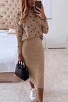 Women's Knitted Sweater Skirt Two Piece Set Women Slim Fit Elegant Tops Female Sweater Skirts Suits Office Lady Knitting Outfit