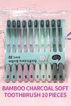 10PCS Macaron toothbrush clean adult bamboo charcoal soft toothbrush Teeth Deep Cleaning Portable Travel Dental Oral Care