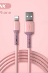 USB Cable For iPhone 12 11 Pro Max X XR XS 8 7 6 6s 5 5s Fast Data Charging Charger USB Wire Cord Liquid Silicone Cable 1/1.5/2M