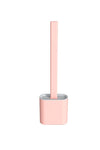 Toilet Brush Water Leak Proof With base Silicone Wc Flat Head Flexible Soft Bristles Brush with Quick Drying Holder Set