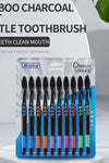 [10 Pieces] Toothbrush Soft Bristle Adult Bamboo Charcoal Household Fine Wool Toothbrush Antibacterial Men and Women Family