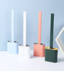 Toilet Brush Water Leak Proof With base Silicone Wc Flat Head Flexible Soft Bristles Brush with Quick Drying Holder Set