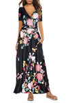 Amazon Wish eBay2021 summer new women's printing straps temperament V-neck pocket dress long skirt