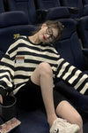 Hu Chu's Ideal Black and white striped garment female 2021 spring thin bombing street salt small child top