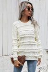 Cross-border source of 2021 autumn and winter leisure European and American pullover round neck loose tassel women's knit sweater