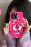 Suitable for iphone14 mobile phone case Apple 13 cartoon three-dimensional strawberry bear silicone Apple 14ProMax mobile phone case