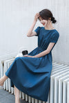 Women's 2021 summer new Korean version of the waist slimming light dress summer solid dress long dress