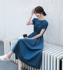 Women's 2021 summer new Korean version of the waist slimming light dress summer solid dress long dress