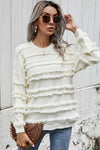 Cross-border source of 2021 autumn and winter leisure European and American pullover round neck loose tassel women's knit sweater