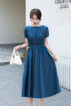 Women's 2021 summer new Korean version of the waist slimming light dress summer solid dress long dress