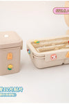 Japanese-style divided lunch box with tableware office worker with lunch box can be heated by microwave oven wheat straw bento box