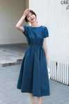 Women's 2021 summer new Korean version of the waist slimming light dress summer solid dress long dress