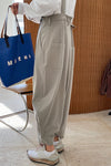 Spring new Japanese lazy design, feeling, foot radish, vectors, high waist age, thin, thin tied trousers,