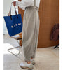 Spring new Japanese lazy design, feeling, foot radish, vectors, high waist age, thin, thin tied trousers,