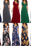 Amazon Wish eBay2021 summer new women's printing straps temperament V-neck pocket dress long skirt