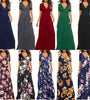 Amazon Wish eBay2021 summer new women's printing straps temperament V-neck pocket dress long skirt