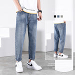 2021 new loose straight jeans men's autumn wide leg trousers Japanese print trend casual pants male