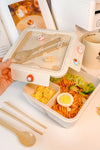 Japanese-style divided lunch box with tableware office worker with lunch box can be heated by microwave oven wheat straw bento box