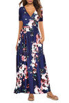 Amazon Wish eBay2021 summer new women's printing straps temperament V-neck pocket dress long skirt