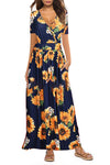 Amazon Wish eBay2021 summer new women's printing straps temperament V-neck pocket dress long skirt