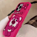 Suitable for iphone14 mobile phone case Apple 13 cartoon three-dimensional strawberry bear silicone Apple 14ProMax mobile phone case