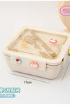 Japanese-style divided lunch box with tableware office worker with lunch box can be heated by microwave oven wheat straw bento box