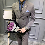 Men's suit jacket vest suite set business double-branch single westity feast dress groom