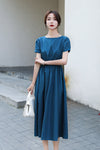 Women's 2021 summer new Korean version of the waist slimming light dress summer solid dress long dress