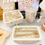 Japanese-style divided lunch box with tableware office worker with lunch box can be heated by microwave oven wheat straw bento box